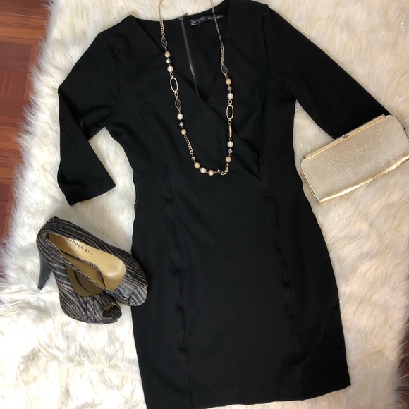 Zara Dresses & Skirts - Zara Crossover Front Black Dress 3/4 Sleeve